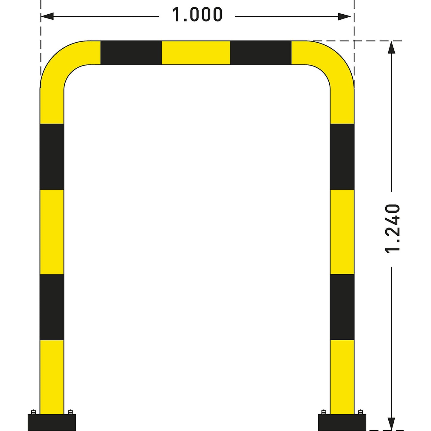 Impact protection guard, steel, Ø 76 mm, with spring element, for outdoor use, HxW 1240 x 1000 mm.