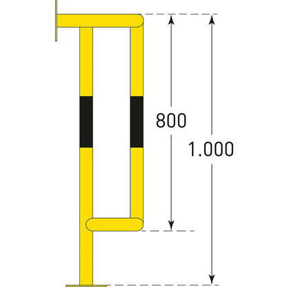 Crash protection for pipes, wall/floor mounting, HxWxD 1000 x 350 x 300 mm.