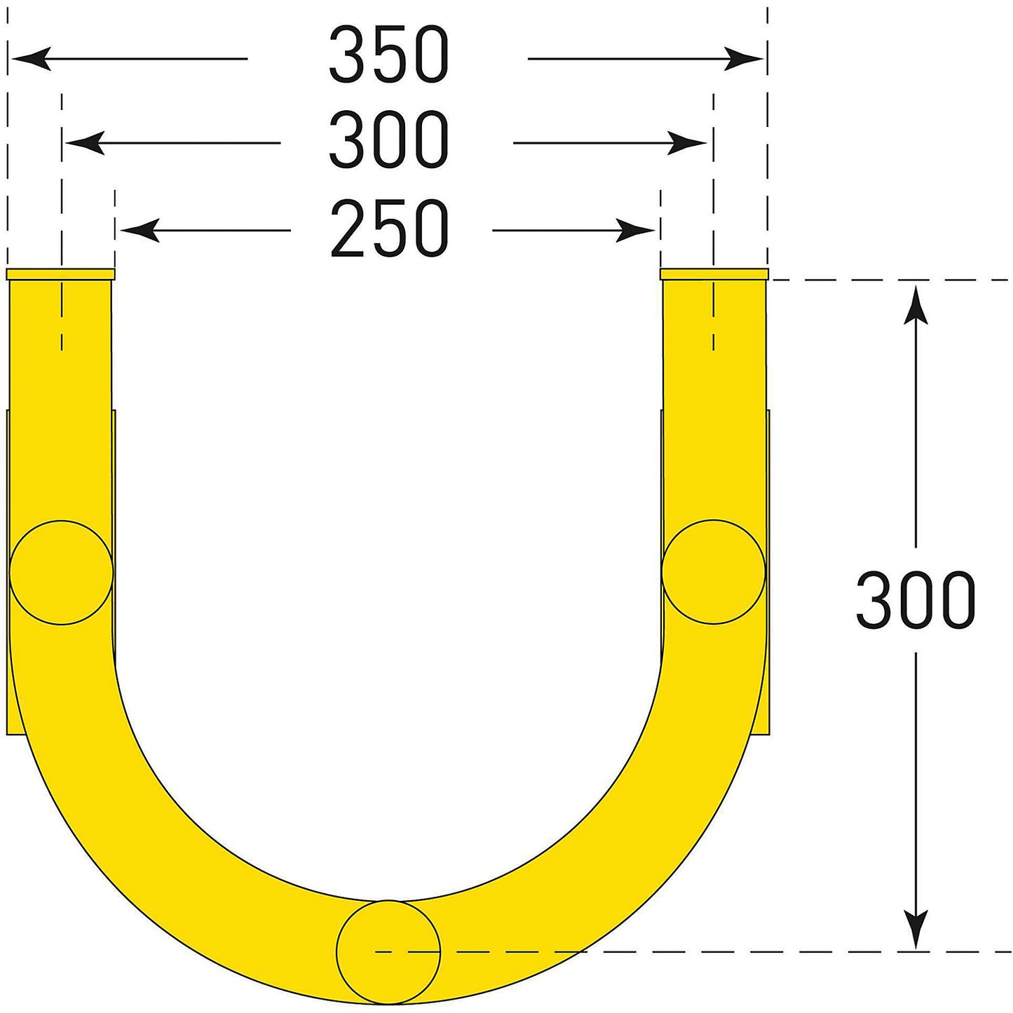 Crash protection for pipes, wall/floor mounting, HxWxD 1500 x 350 x 300 mm.