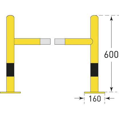 Crash protection for posts, galvanised and plastic coated, HxWxD 600 x 720 x 720 mm.