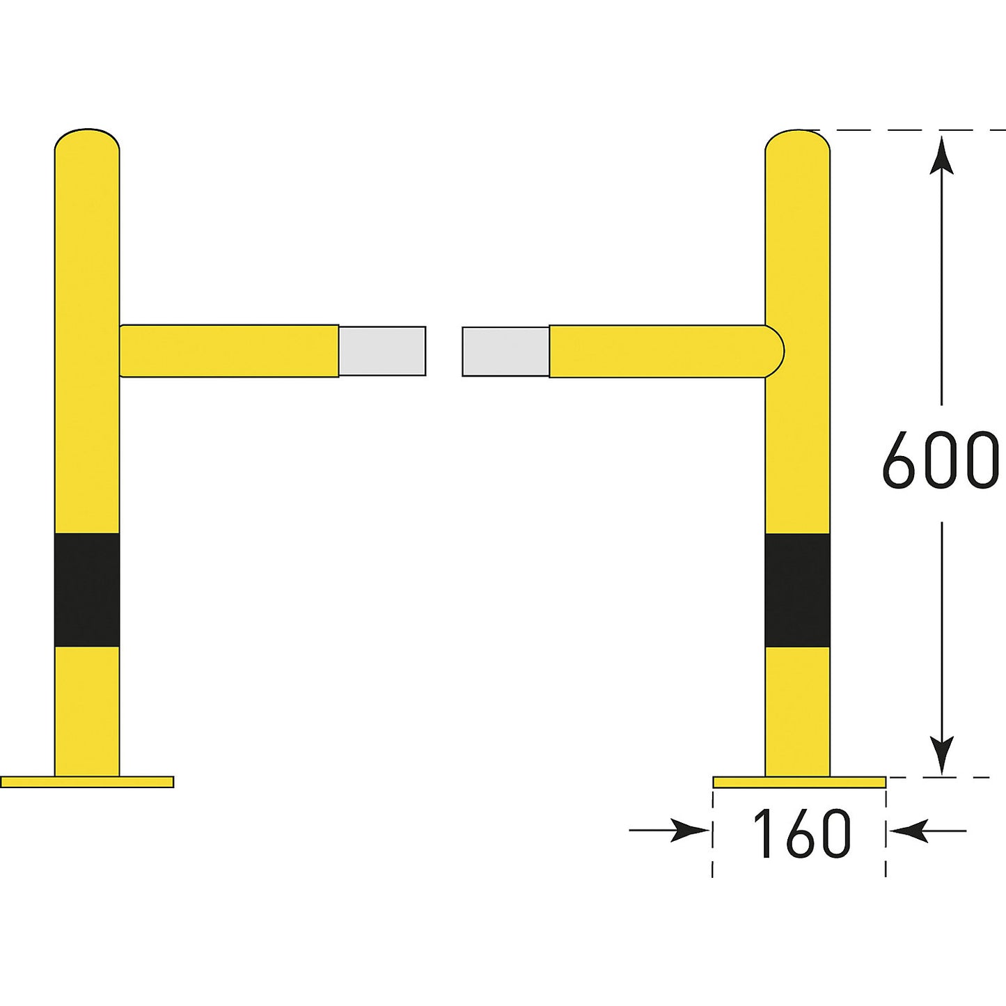 Crash protection for posts, galvanised, HxWxD 600 x 520 x 520 mm.
