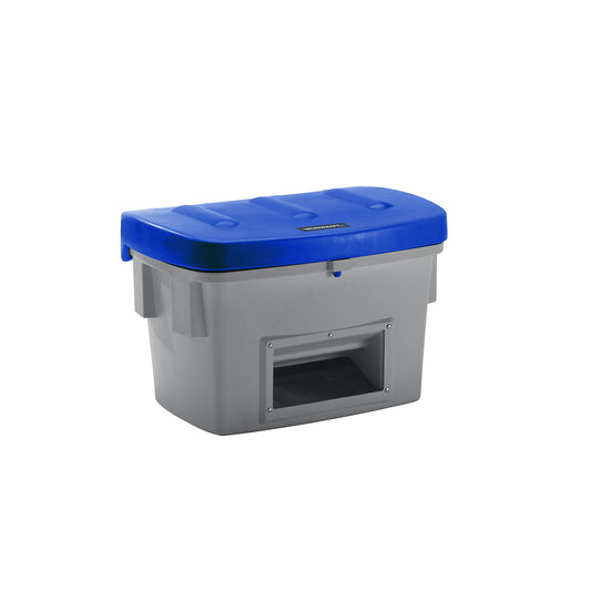 Universal / grit container, with dispenser opening, 200 l, blue lid.