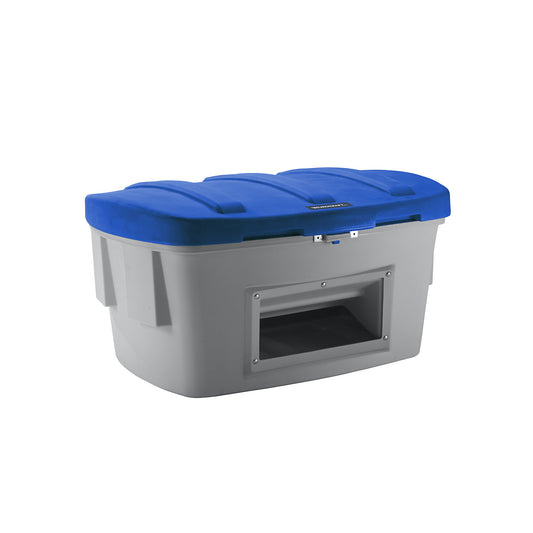 Universal / grit container, with dispenser opening, 1000 l, blue lid.