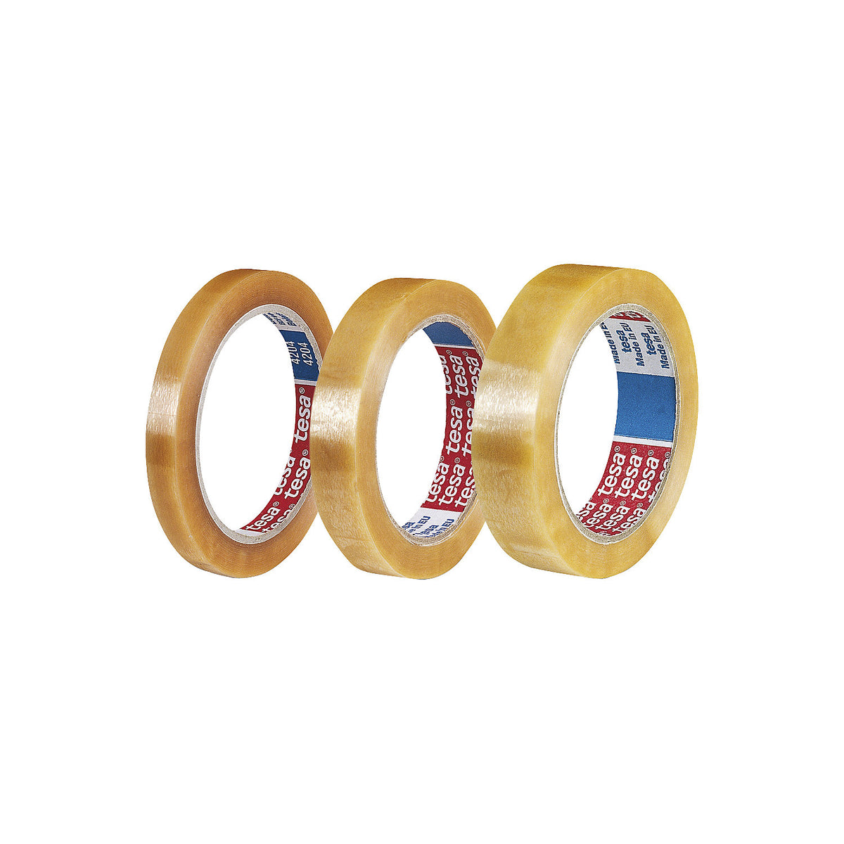 PVC adhesive film, tesafilm® 4204, pack of 12 rolls, transparent, tape width 19 mm.