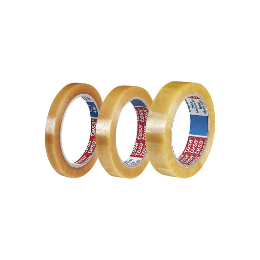 PVC adhesive film, tesafilm® 4204, pack of 12 rolls, transparent, tape width 19 mm.