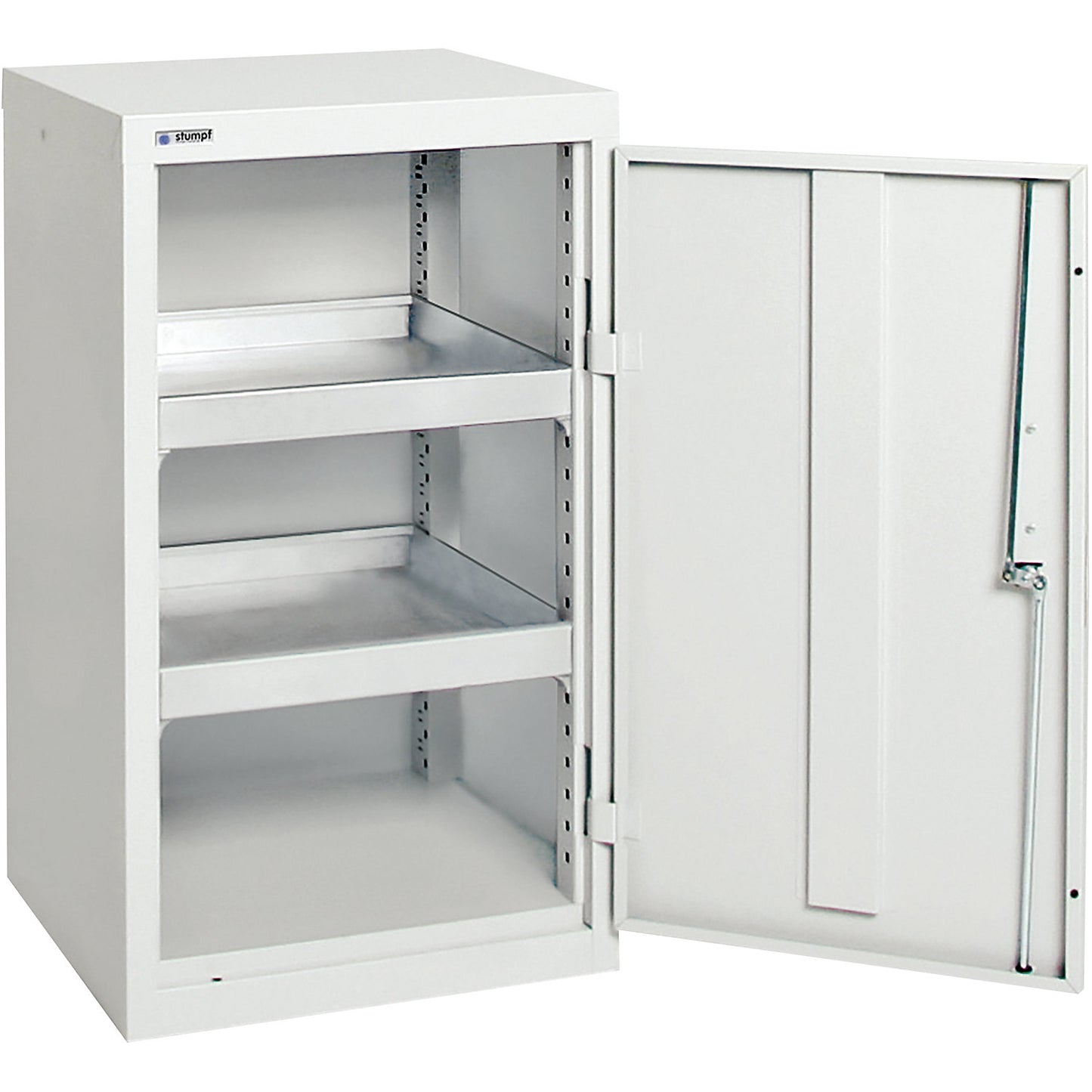 Environmental cupboard without door perforations, HxWxD 900 x 500 x 500 mm, 2 tray shelves, light grey / light grey.