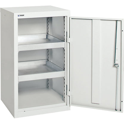 Environmental cupboard without door perforations, HxWxD 900 x 500 x 500 mm, 2 tray shelves, light grey / light grey.