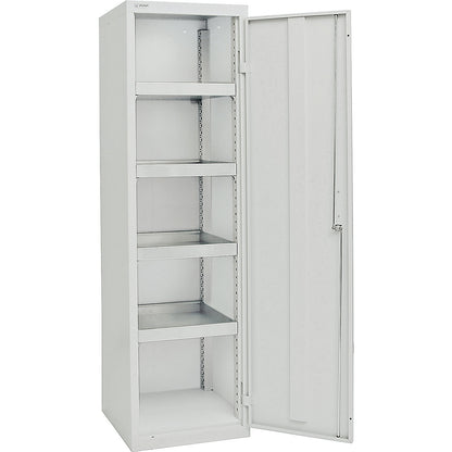 Environmental cupboard without door perforations, HxWxD 1800 x 500 x 500 mm, 4 tray shelves, light grey / light grey.