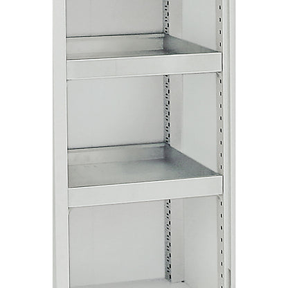 Environmental cupboard without door perforations, HxWxD 1800 x 500 x 500 mm, 4 tray shelves, light grey / light grey.