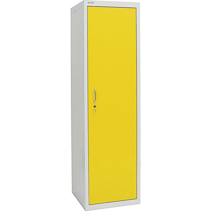 Environmental cupboard without door perforations, HxWxD 1800 x 500 x 500 mm, 4 tray shelves, light grey / signal yellow.