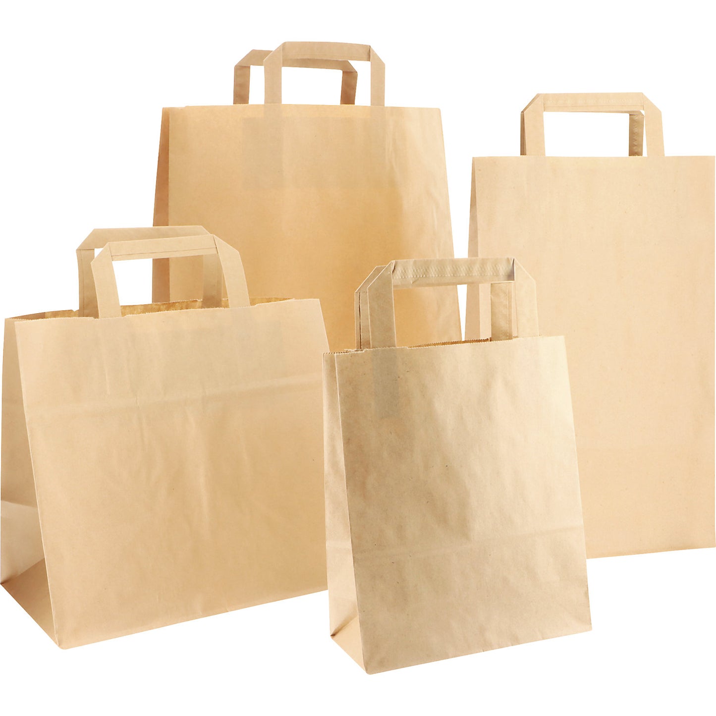 Paper carry bag, brown, LxWxH 220 x 105 x 280 mm, 70 g/m², pack of 250.