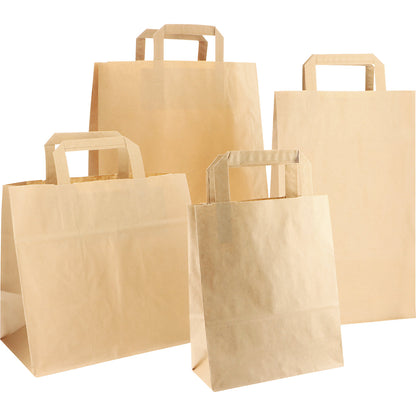 Paper carry bag, brown, LxWxH 220 x 105 x 360 mm, 70 g/m², pack of 250.