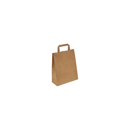 Paper carry bag, brown, LxWxH 260 x 140 x 320 mm, 80 g/m², pack of 250.
