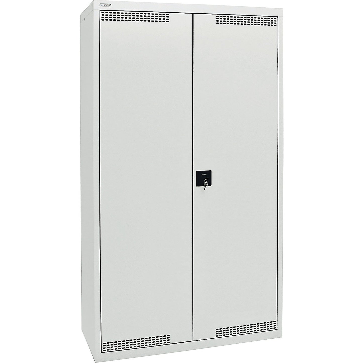 Environmental cupboard with door perforations, HxWxD 1800 x 1000 x 500 mm, 4 tray shelves, light grey / light grey.