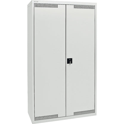 Environmental cupboard with door perforations, HxWxD 1800 x 1000 x 500 mm, 4 tray shelves, light grey / light grey.