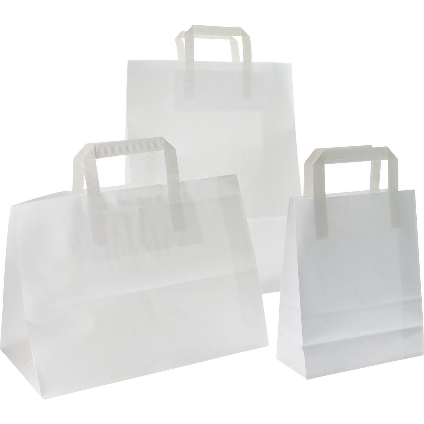 Paper carry bag, white, LxWxH 220 x 105 x 280 mm, 70 g/m², pack of 250.