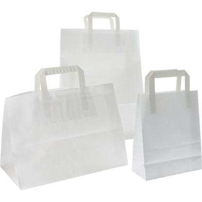 Paper carry bag, white, LxWxH 220 x 105 x 280 mm, 70 g/m², pack of 250.
