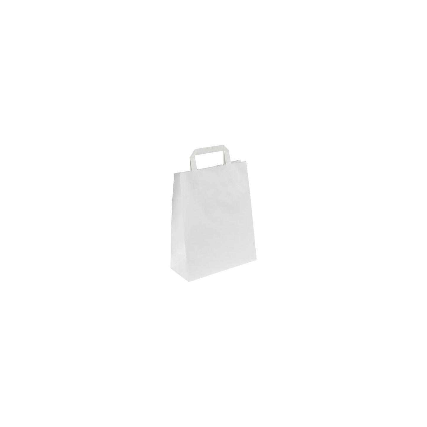 Paper carry bag, white, LxWxH 260 x 140 x 320 mm, 80 g/m², pack of 250.