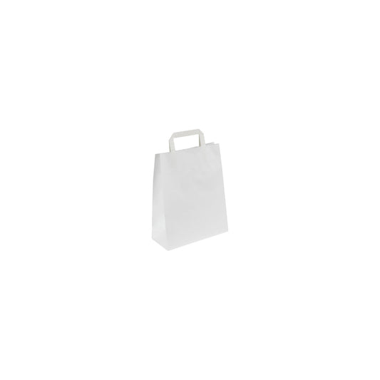 Paper carry bag, white, LxWxH 260 x 140 x 320 mm, 80 g/m², pack of 250.