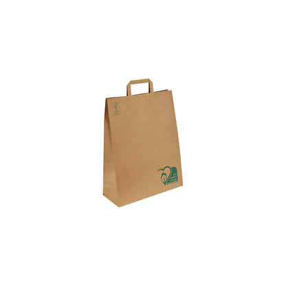 Paper carrier bag, recycled paper, brown, pack of 250, LxWxH 320 x 140 x 420 mm, 80 g/m².