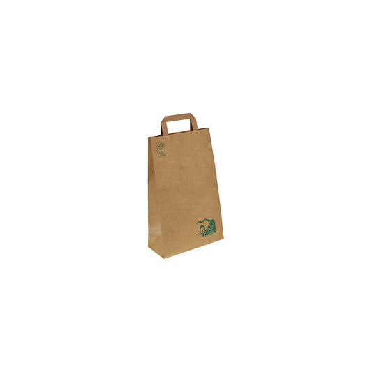 Paper carrier bag, recycled paper, brown, pack of 250, LxWxH 220 x 105 x 360 mm, 70 g/m².