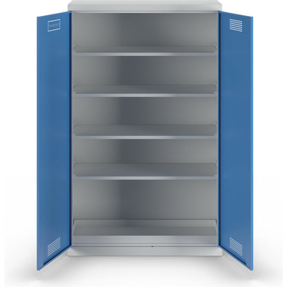 Environmental cupboard, base sump tray, 4 painted shelves, HxWxD 1950 x 1200 x 500 mm.