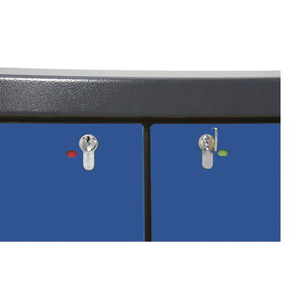 Fire resistant industrial hazardous goods cupboard, type 90, HxWxD 1955 x 900 x 615 mm, 2 door, gentian blue.