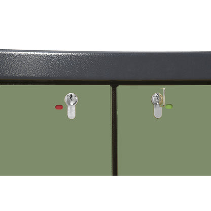 Fire resistant industrial hazardous goods cupboard, type 90, HxWxD 1955 x 1200 x 615 mm, 2 door, reseda green.