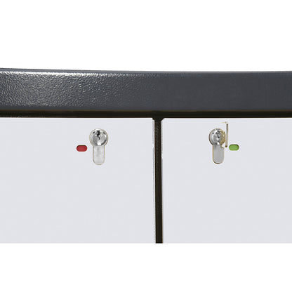 Fire resistant industrial hazardous goods cupboard, type 90, HxWxD 1955 x 1200 x 615 mm, 2 door, white aluminium.