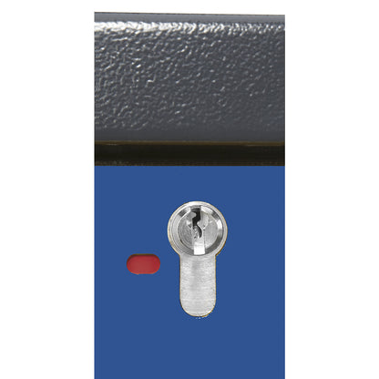 Fire resistant industrial hazardous goods cupboard, type 90, HxWxD 1955 x 600 x 615 mm, 1 door, gentian blue.