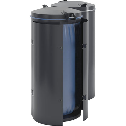 Sheet steel waste collector, for capacity 120 l, with double doors, charcoal with metal lid.