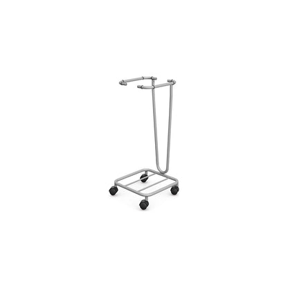 Waste sack stand without lid, for capacity 1 x 70 l, wheeled base, powder coated tubular steel.