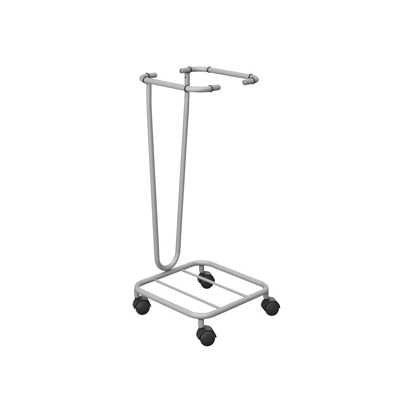 Waste sack stand without lid, for capacity 1 x 70 l, wheeled base, powder coated tubular steel.