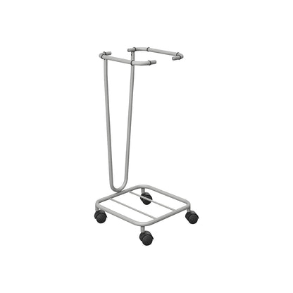 Waste sack stand without lid, for capacity 1 x 70 l, wheeled base, powder coated tubular steel.