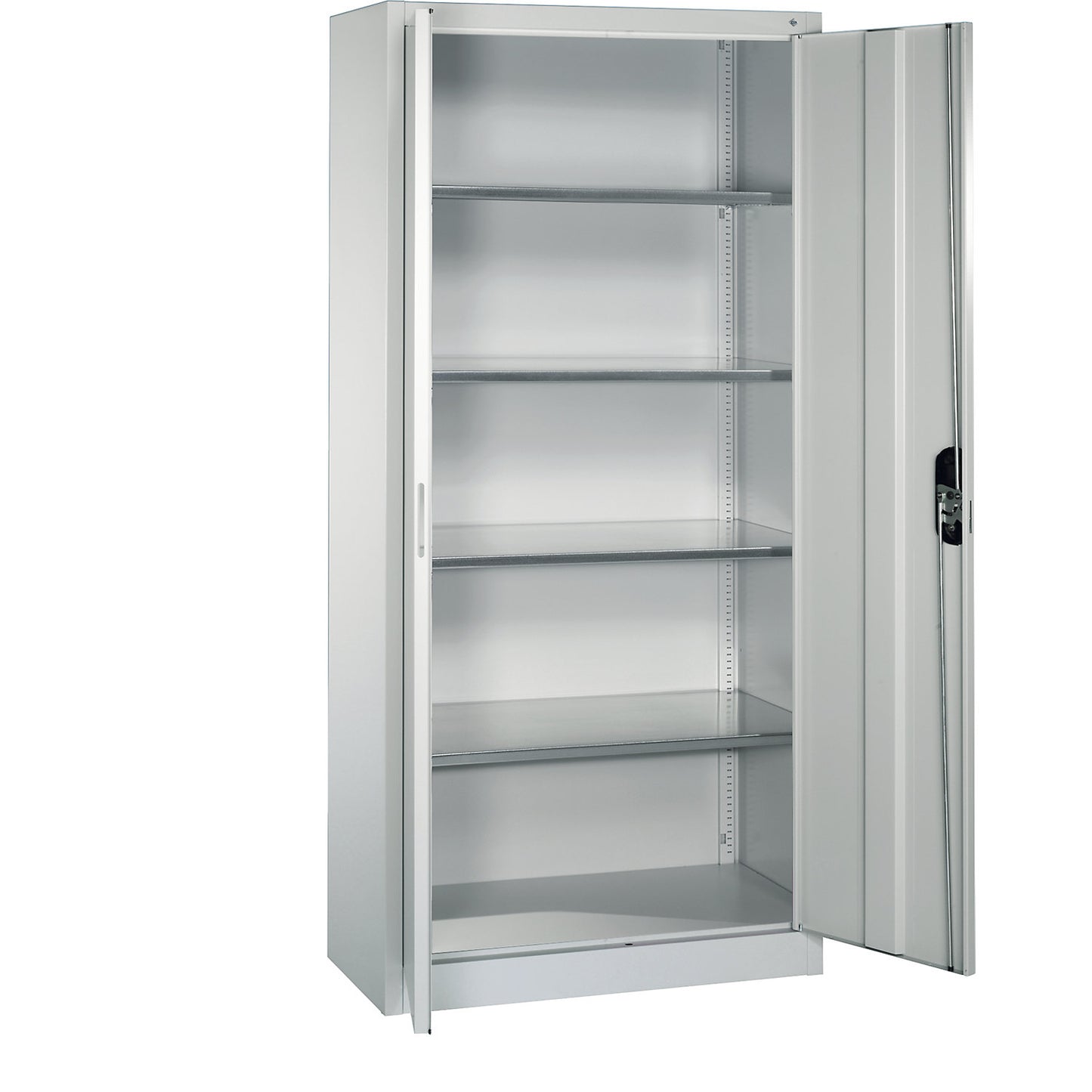 Workshop double door cupboard, HxWxD 1950 x 930 x 400 mm, light grey / light grey.