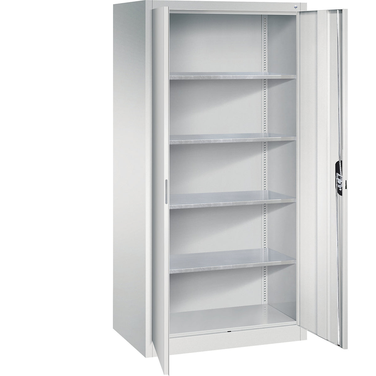 Workshop double door cupboard, HxWxD 1950 x 930 x 600 mm, light grey / light grey.