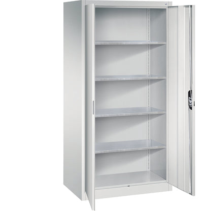Workshop double door cupboard, HxWxD 1950 x 930 x 600 mm, light grey / light grey.