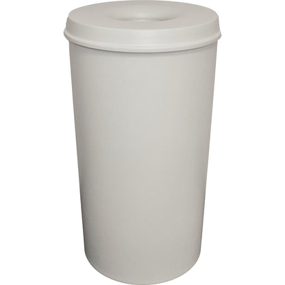 Safety waste paper bin, steel, self-extinguishing, capacity 50 l, HxØ 625 x 335 mm, body grey / extinguishing lid grey.