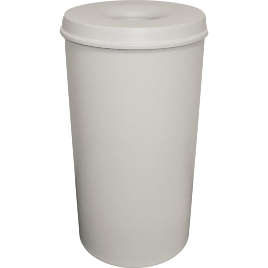 Safety waste paper bin, steel, self-extinguishing, capacity 50 l, HxØ 625 x 335 mm, body grey / extinguishing lid grey.