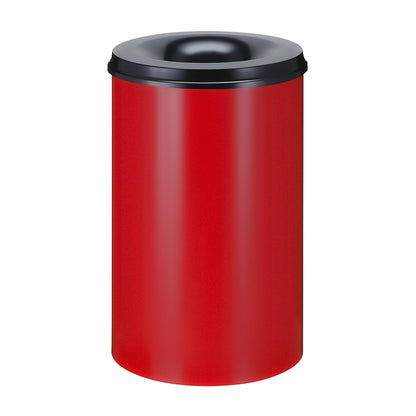 Safety paper bin, steel, flame retardant, capacity 110 l, HxØ 720 x 470 mm, body red / extinguishing lid black.