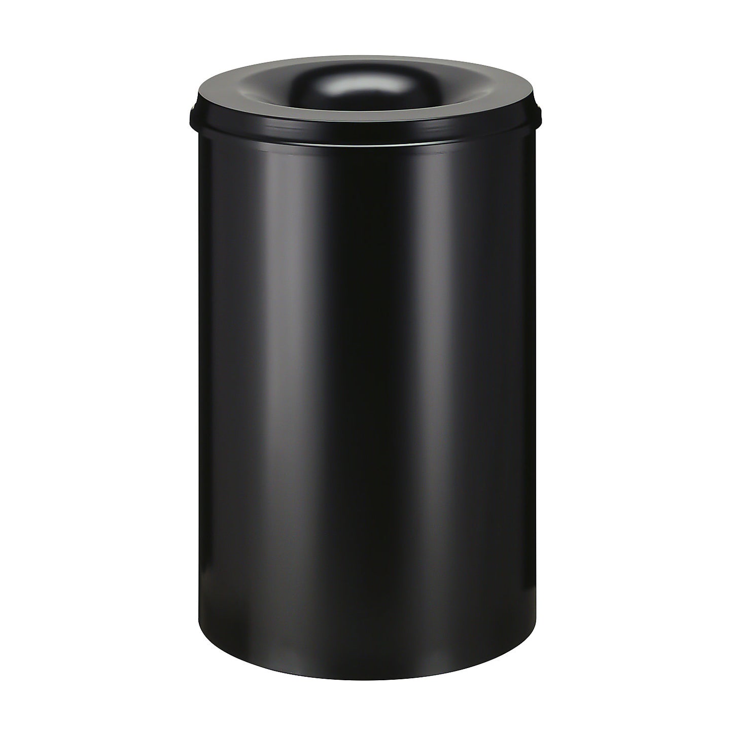 Safety paper bin, steel, flame retardant, capacity 110 l, HxØ 720 x 470 mm, body black / extinguishing lid black.