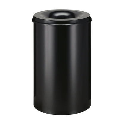 Safety paper bin, steel, flame retardant, capacity 110 l, HxØ 720 x 470 mm, body black / extinguishing lid black.