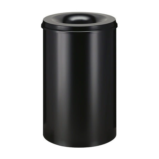Safety paper bin, steel, flame retardant, capacity 110 l, HxØ 720 x 470 mm, body black / extinguishing lid black.