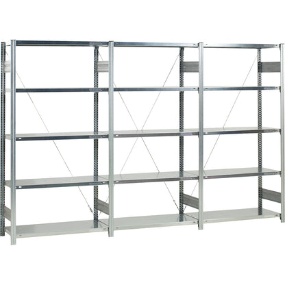 Boltless shelving unit, light duty, single-sided, HxWxD 2000 x 1000 x 500 mm, zinc plated, standard shelf unit.