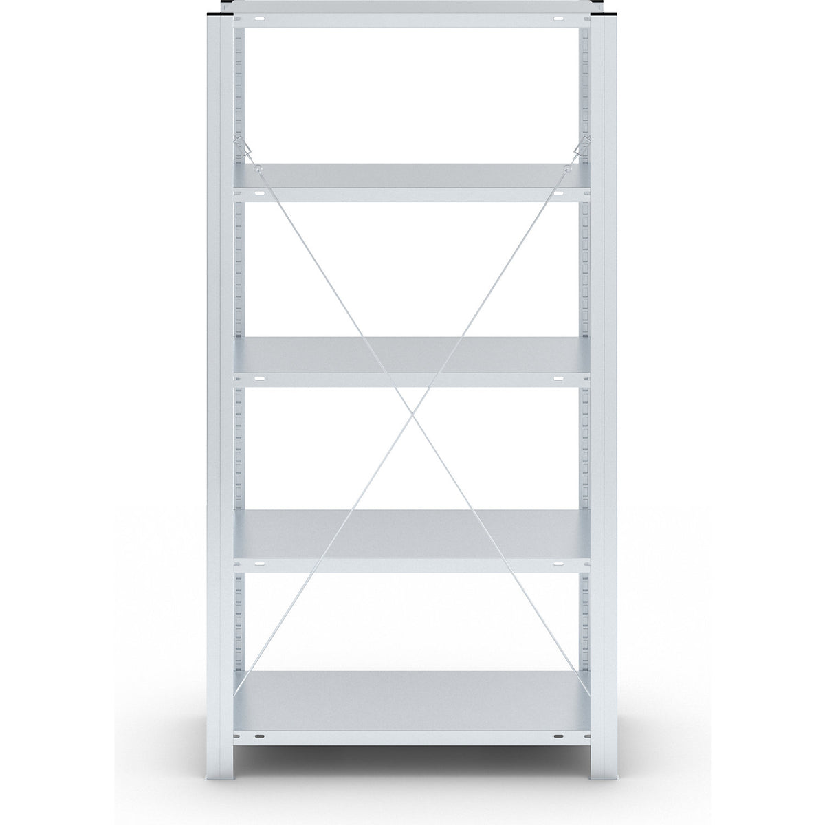 Boltless shelving unit, medium duty, single-sided, HxWxD 2000 x 1000 x 500 mm, zinc plated, standard shelf unit.