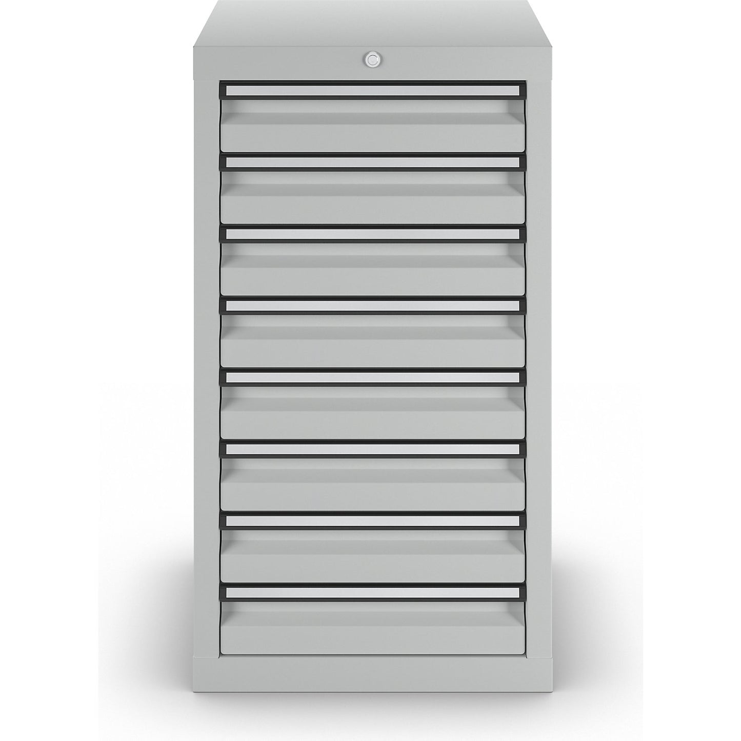 Drawer cupboard, HxWxD 900 x 500 x 500 mm, 8 x 100 mm high drawers, body and drawers, grey.