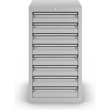 Drawer cupboard, HxWxD 900 x 500 x 500 mm, 8 x 100 mm high drawers, body and drawers, grey.