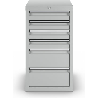 Drawer cupboard, HxWxD 900 x 500 x 500 mm, 4 x 100 mm high drawers, 2 x 200 mm drawers, body and drawers, grey.