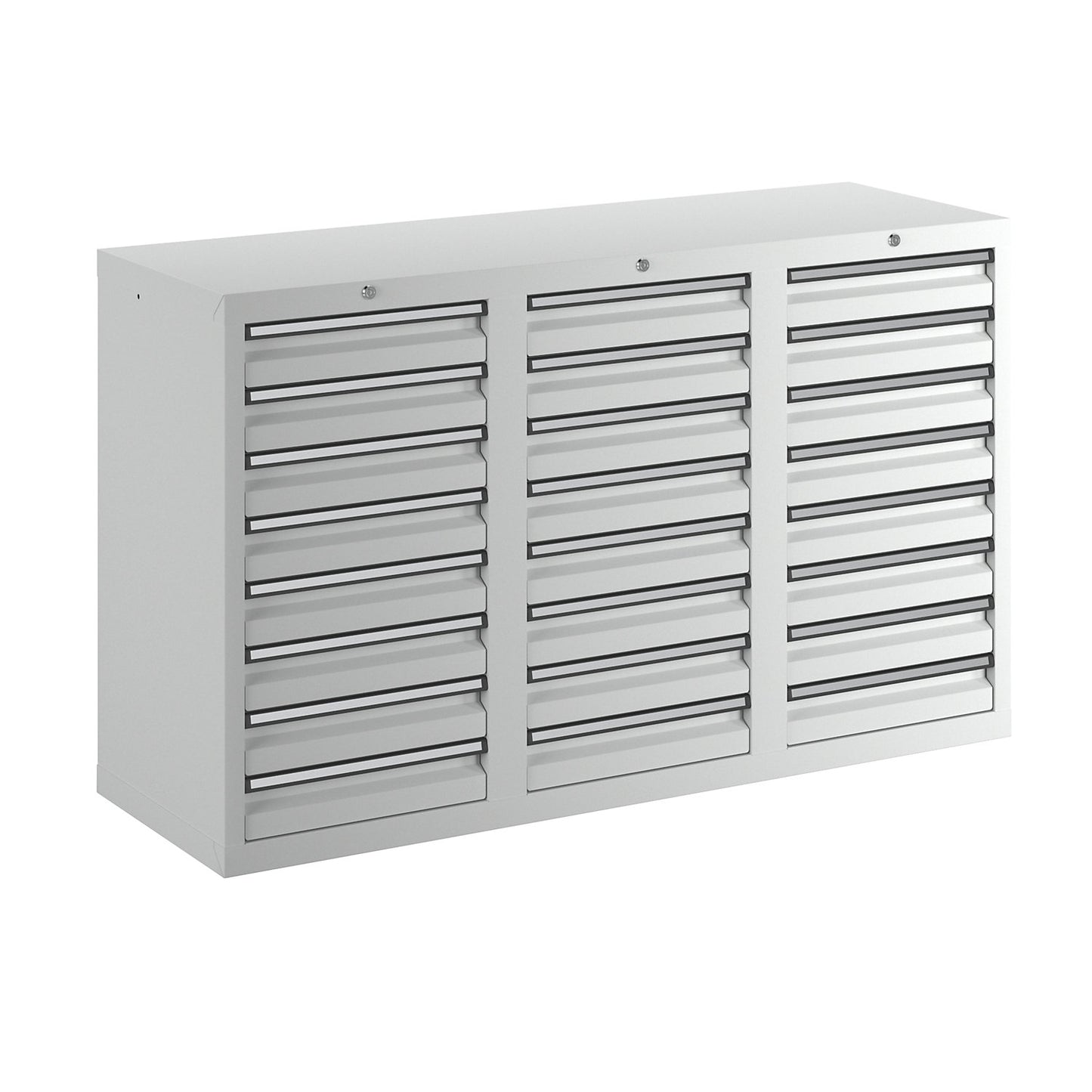 Drawer cupboard, HxWxD 900 x 1500 x 500 mm, 24 x 100 mm high drawers, body and drawers, grey.