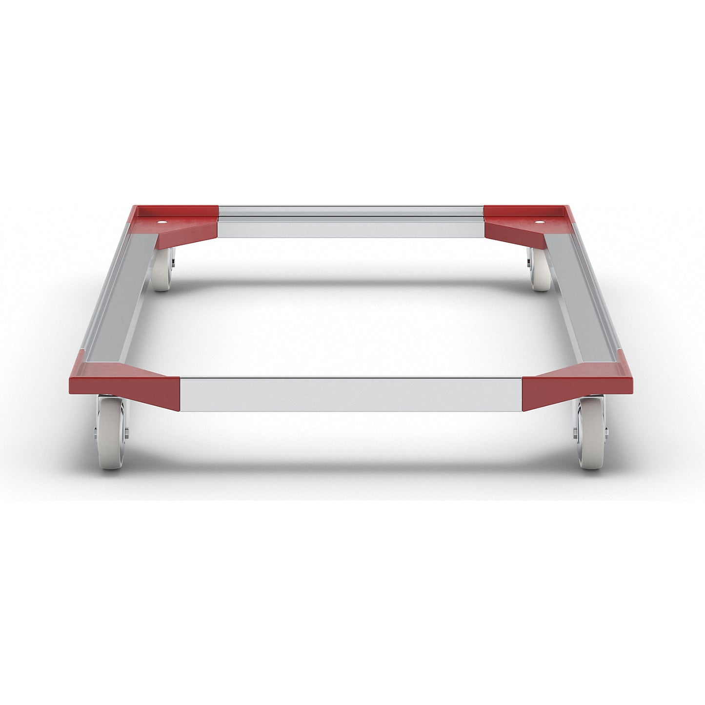 Aluminium dolly, 1210x810 mm, polypropylene wheels.
